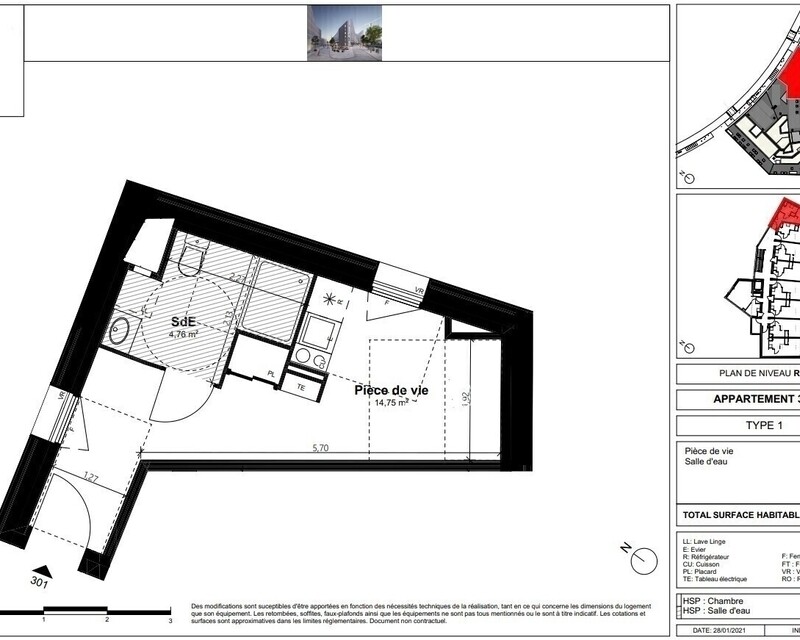 Appartement T1 Bordeaux Bastide  - Plan t1 145 000 