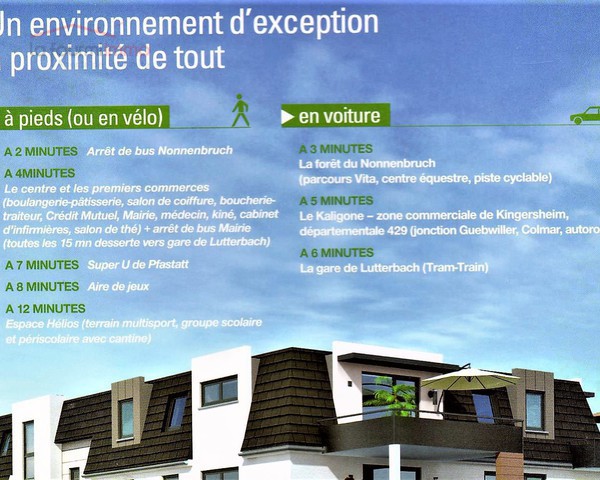 Appartement 3 pièces BBC RT2012 + garage à Richwiller (68120) - Proximit 