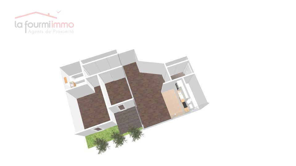 Appartement 3 pièces avec terrasse  - Plans 3d appartement rdc 3 pièces avec terrasse et 2 places parking