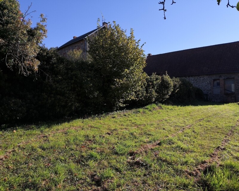 Jolie fermette ancienne à fort potentiel - Le mur en pierres rouges recouvert d'un lierre nourissier