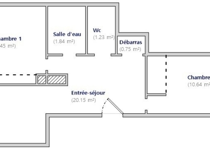 3 pièces Dernier étage Terrasse sur bois - Plan nogent 3 pieces
