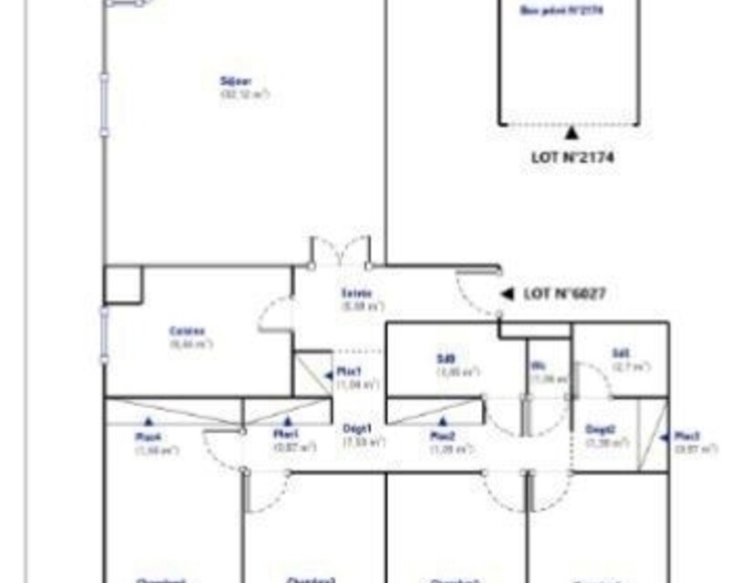 Ideal famille ou multilocation 5/6 pièces 113 m2 proche métro  - Plan olivier