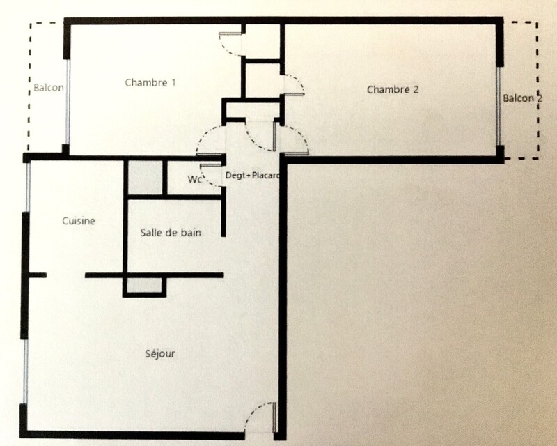 Bagnolet - Appartement 3 Pièces - 56m2 - Croquis appartement