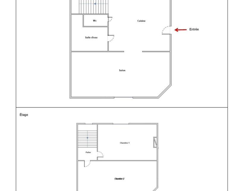 Lyon 3, Appart. T3 (Dans une maison composée de 2 Appart.) - Plan 1er et 2ème niveaux-page-001  1 