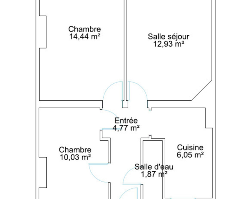 Vincennes Centre Mairie 3 Pièces 50m² - Plan 2d