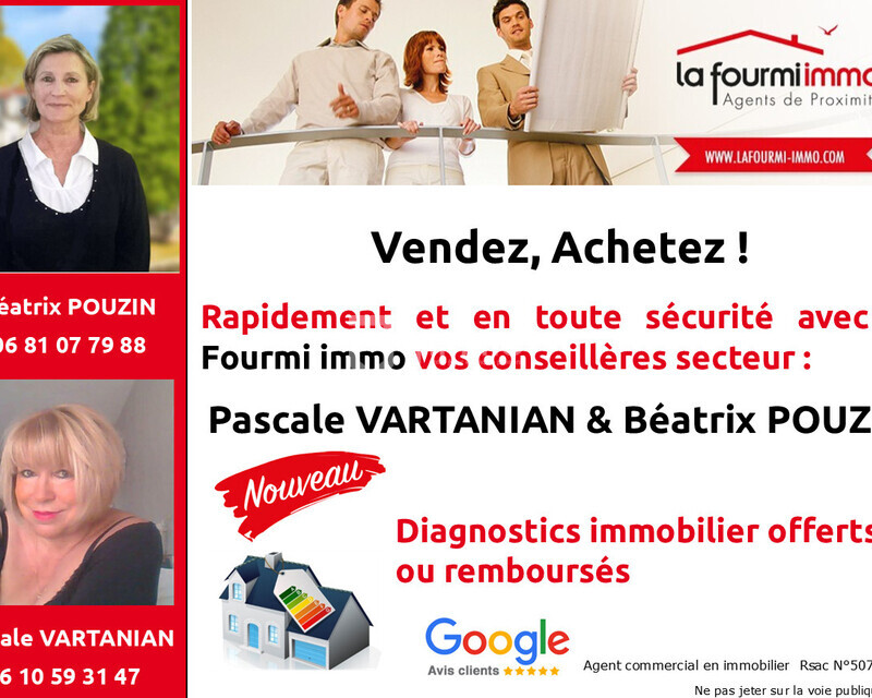 Maison 200 m² + t2 possibilité 3 logements, cave et garage  - Flyer pascale vartanian fourmi bea pascale