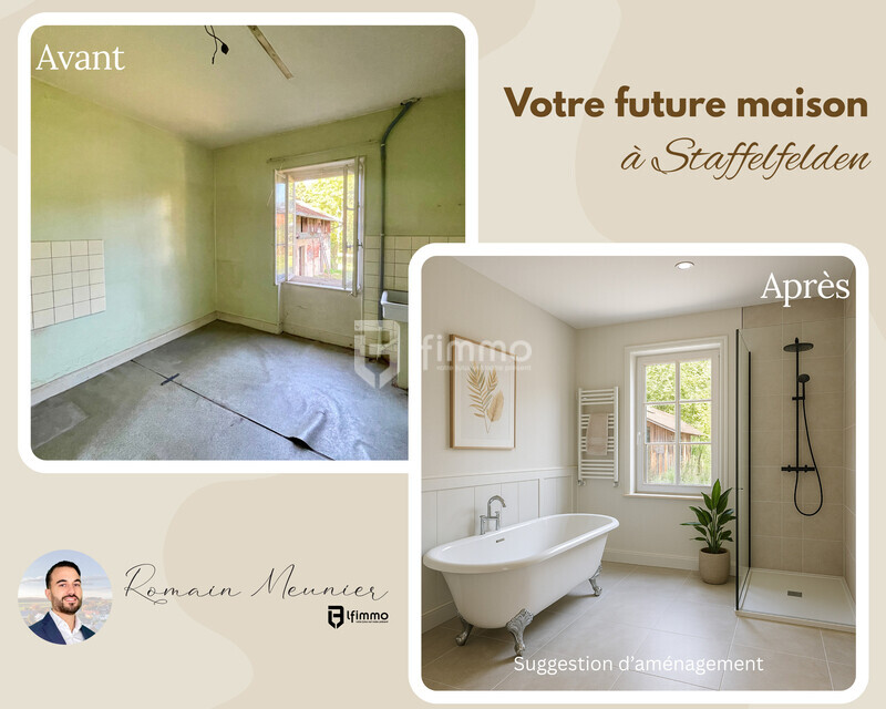 Maison / immeuble de caractère à fort potentiel et très vaste terrain - Avant-après sdb