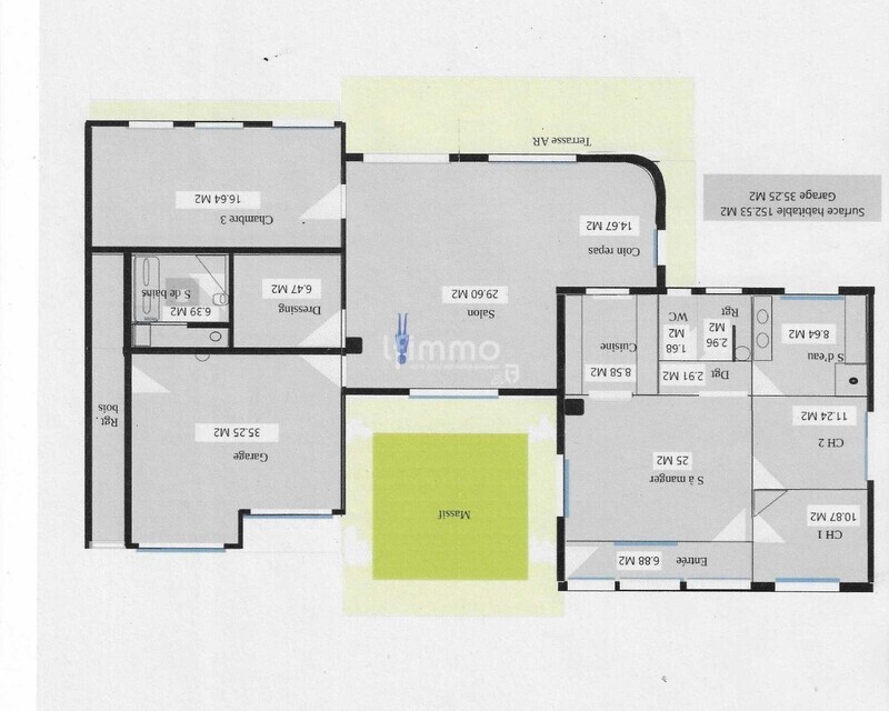 Maison villa de 5 pièces garage double et jardin - Plan maison 152 m2