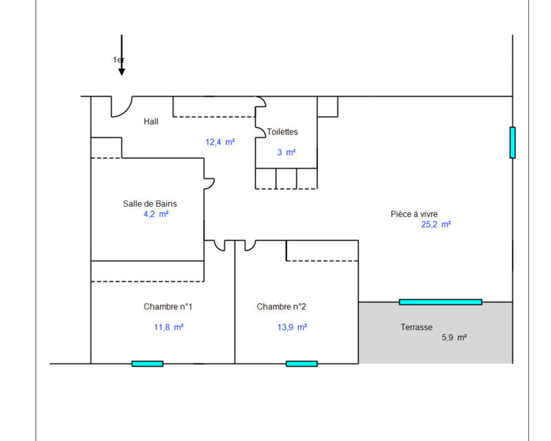 T3 70m² + garage + parking et vue ! - Plan t3 pascale