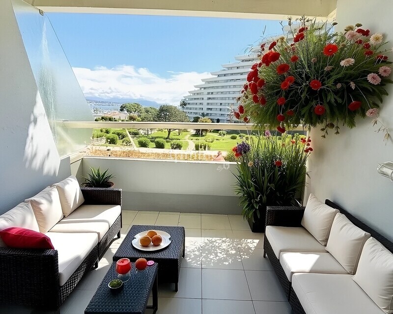 Villeneuve-Loubet, Marina-2 pièces-Terrasse - terrasse fleurie photo 5