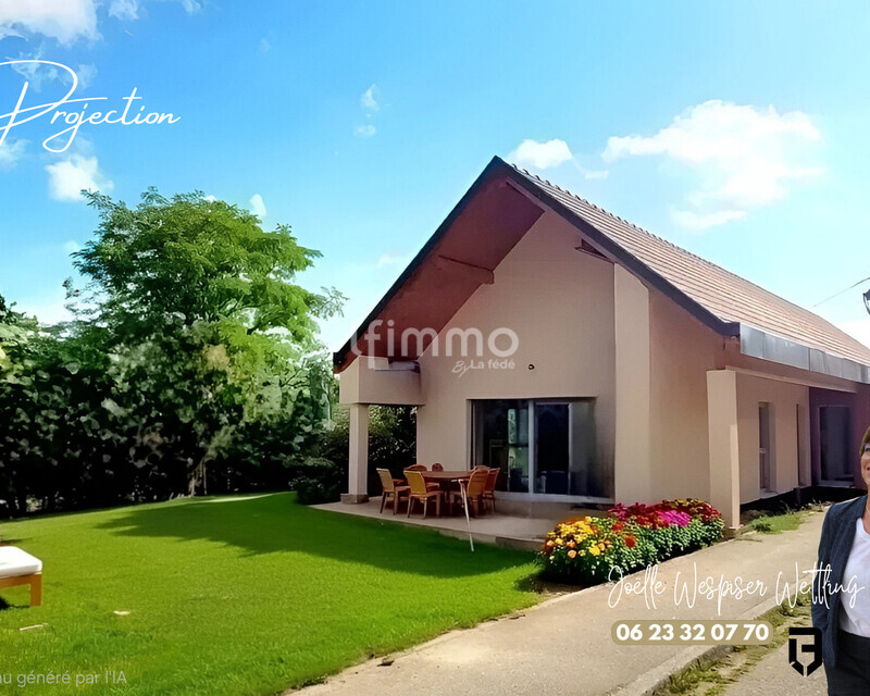 Maison plain-pied 115m2 Quartier résidentiel Barr - Jardin et terrasse projection