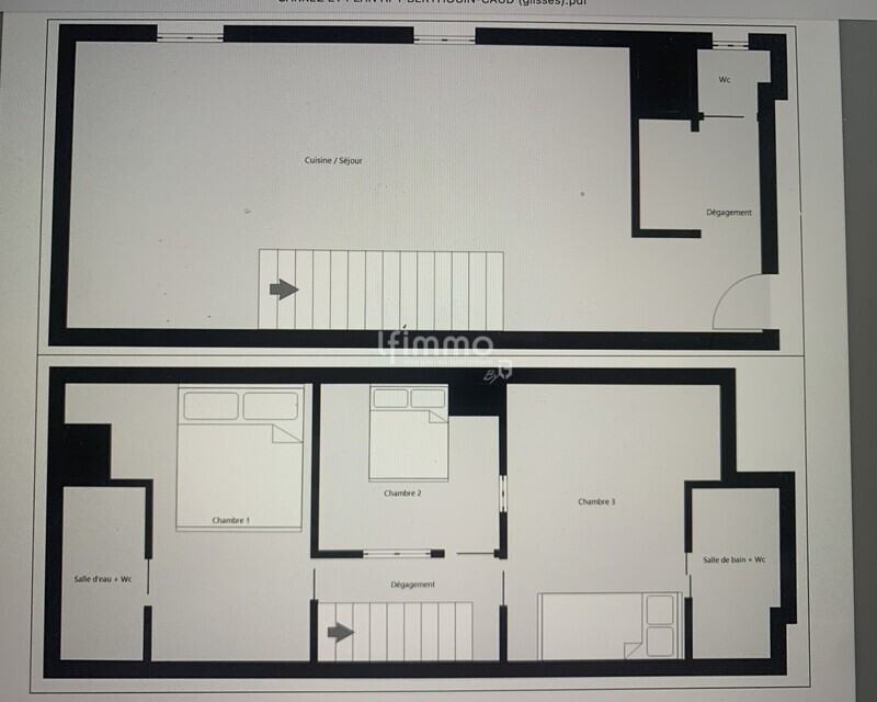06400 Cannes centre vend duplex 3-4 pièces 82m2 - Plan apt berthouin-caud