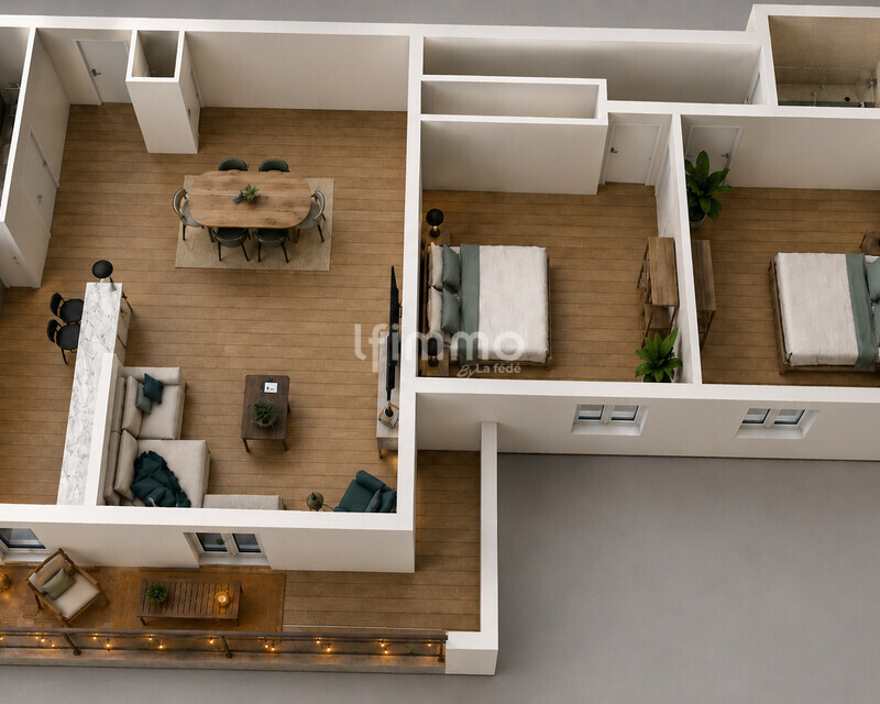 Appartement T3 vue Seine - 3d plan retouche