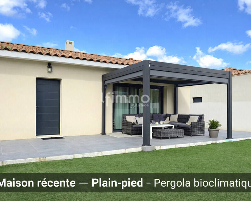 Maison T4 -108 m² Moussan, jardin, pergola bioclimatique, clim - Devant maison actuel