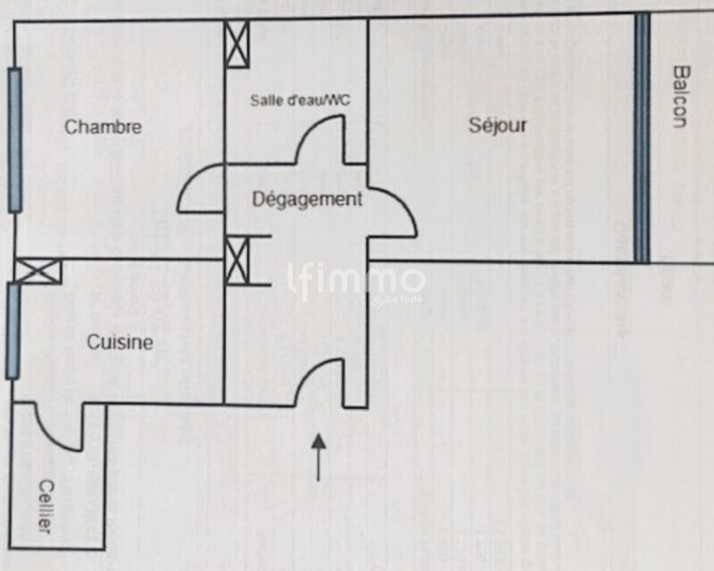 T2 traversant, balcon, cave, parking résident  - Plan t2 montagne verte  260226