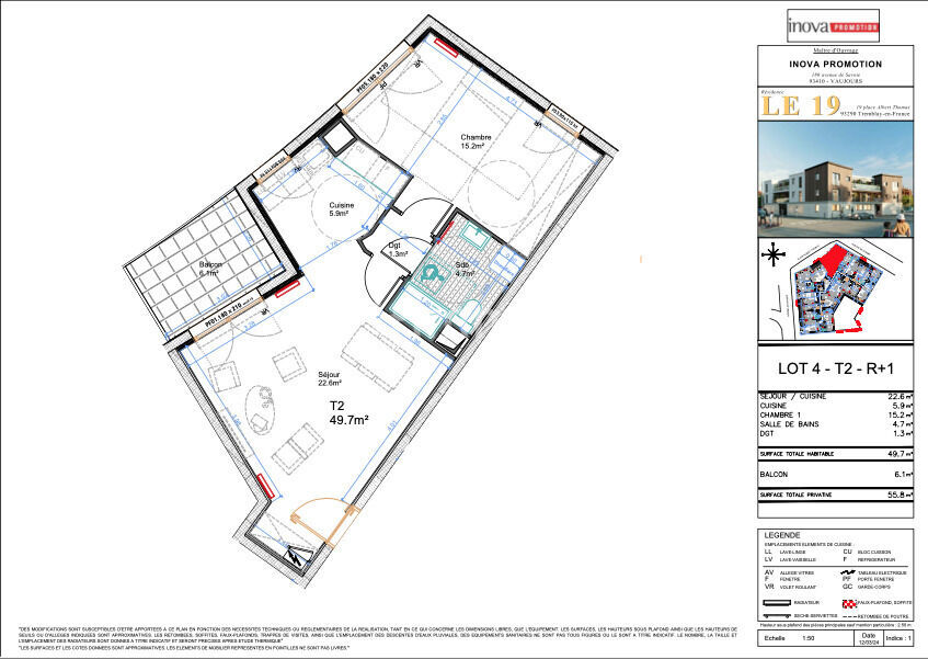 Appartement 2 pièces 50 m² · à Tremblay-en-France · 50 m² · 199 500 €