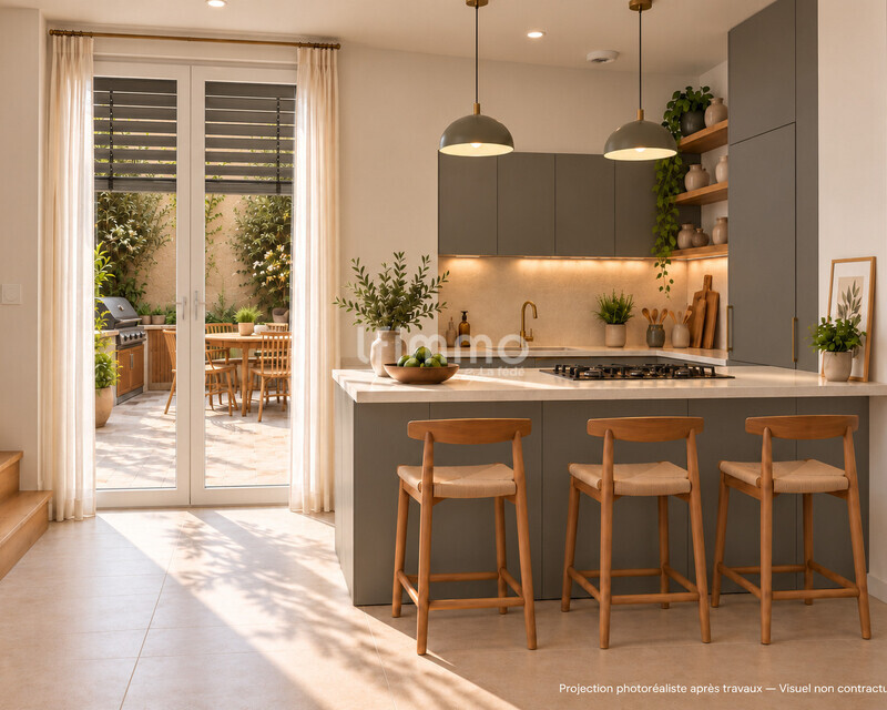 Maison de ville T3 + patio plein sud + cave 57 m² – Lyon 3 - Duplex cuisine